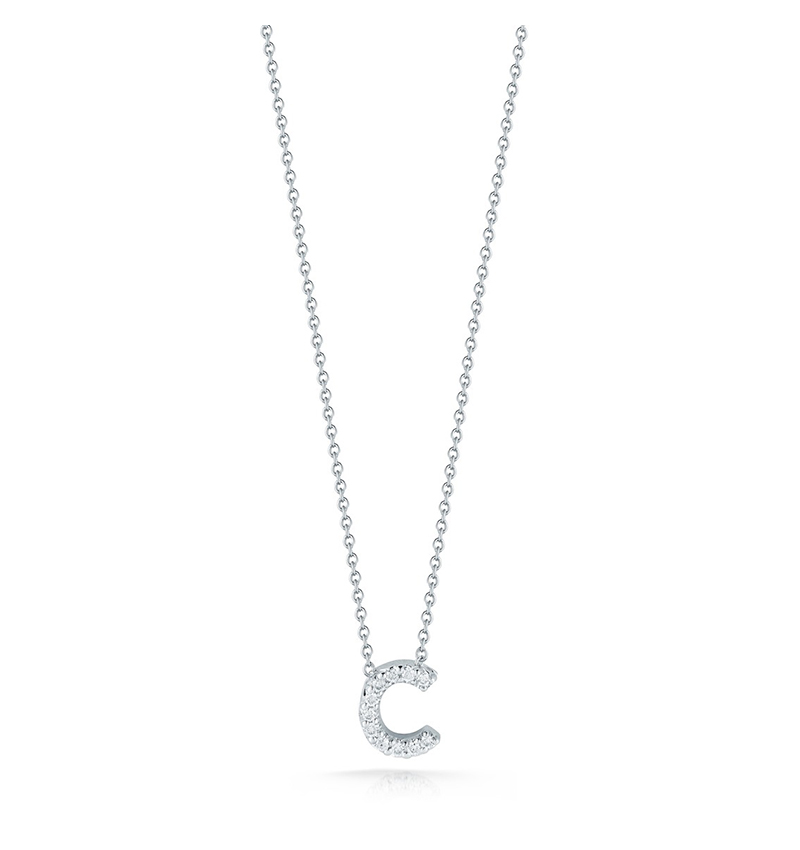 Roberto Coin Tiny Treasures White Gold "Love Letter" Initial Pendant